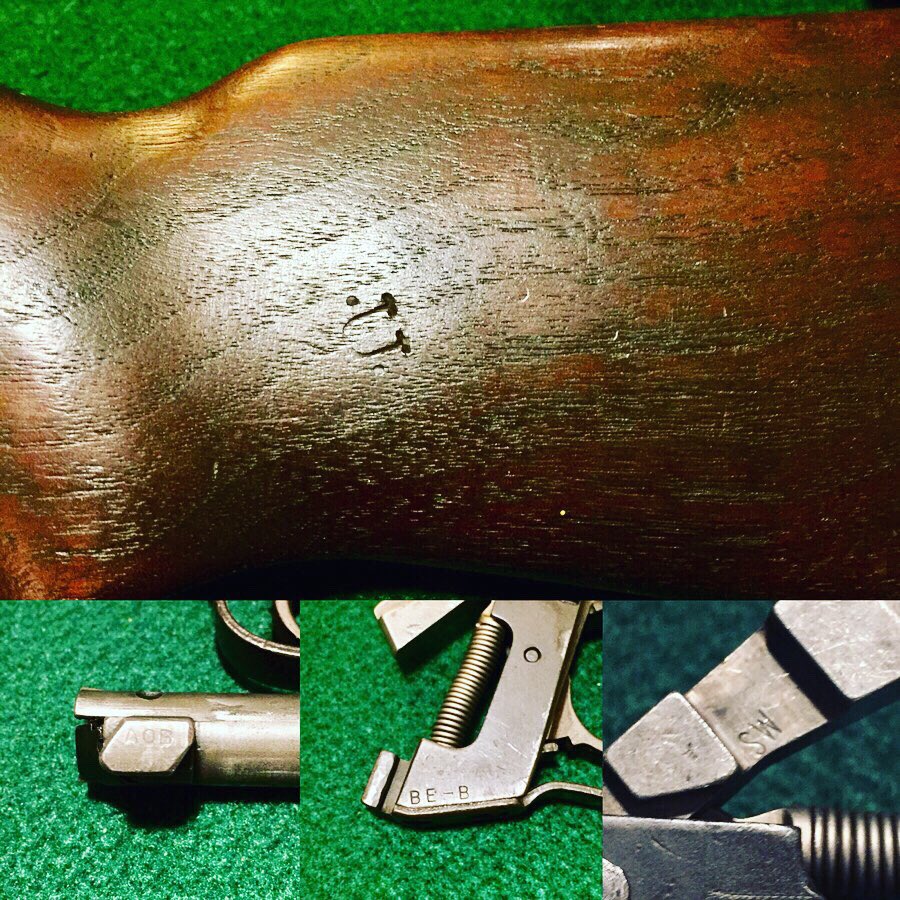 single piece is stamped with a mark identifying the producer. This gun is a slice of history, it records the sacrifice, cooperation, and leadership required to bring a nation through a global crisis. The stock is stamped with a .U., indicating this gun was refurbished