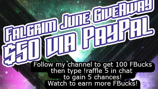 Ok guys, starting now I am going to do monthly giveaways! Enter now at twitch.tv/falgrim_bull Deadline is June 30th 11:59 PM est #twitch #supportsmallstreamers #letsgo #theCove #spreadthenews <a href="/EsportsTweeter/">Esports RTs</a> <a href="/RTSContent/">Retweets Content</a> <a href="/SmallStreamersR/">#SmallStreamersConnect RT</a>