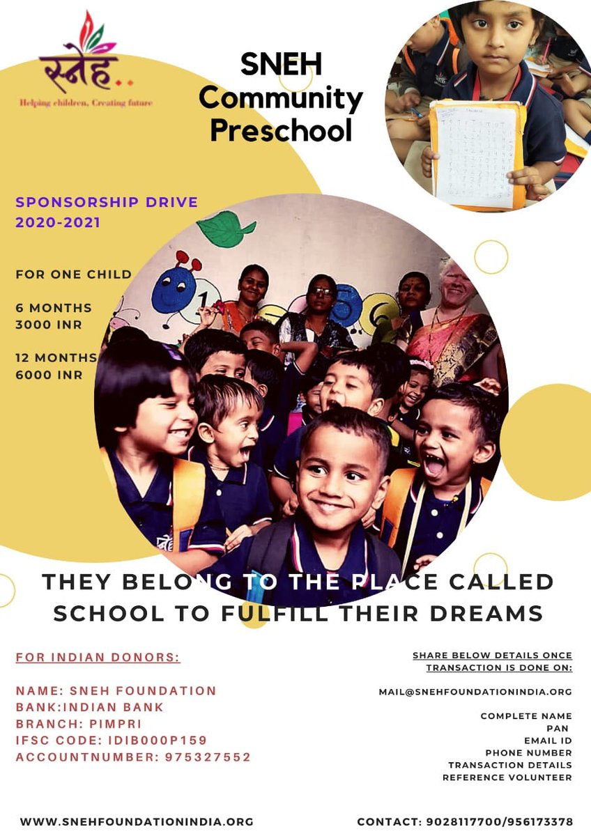 avi_tiwari_SNEH's tweet photo. Come forward, help and we need to ensure that pandemic does not affect their education. For more information, please message me. 
@SNEHFoundation @drpankajbohra @shraddha1541989 @Vinay_k_khare @2008mohansahu @Shweta_b_jain @KeyaSMamma @swati_nanda @garg_anish https://t.co/7sLkf89SzB