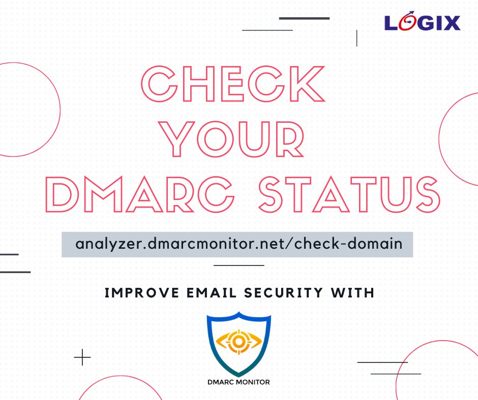 logixInfo's tweet photo. Is your domain protected? Perform a quick check on your DMARC status and eliminate the risk of your domain being misused.
Link - https://t.co/wAAELHzsUR
#dmarc #spf #dkim #logixinfo #domainimpersonation #emailsecurity https://t.co/LQ8QxYqmTS