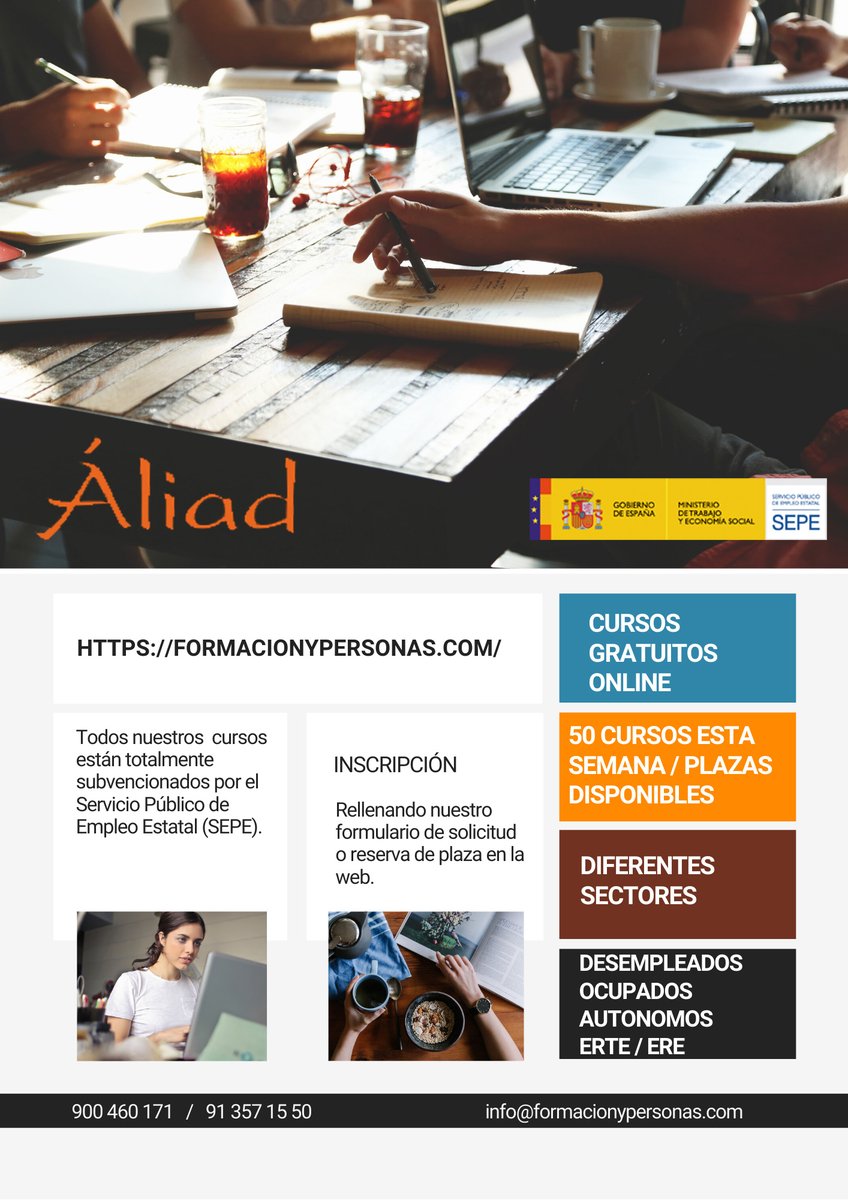 Aliad_'s tweet photo. Próximos cursos gratuitos online -

https://t.co/2e8bSKCYdN

900 460 171 / 91 357 15 50
info@formacionypersonas.com

#formación #teleformación #online #cursos #gratuitos #ocupados #desempleados #autonomos #erte https://t.co/bp39unKGik