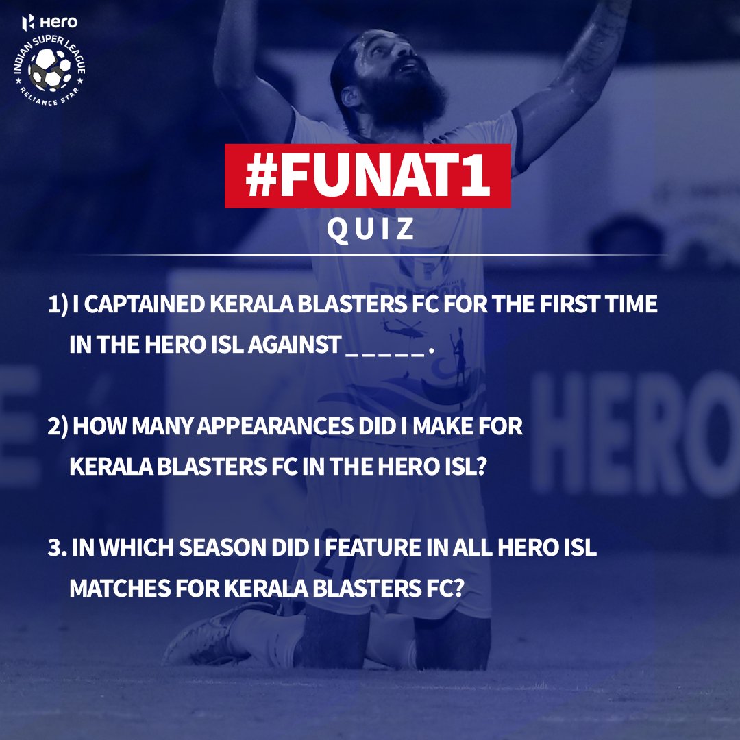 IndSuperLeague's tweet photo. We have a special @SandeshJhingan special lined up for you in this week's #FunAt1 💛
How well do you know the former @KeralaBlasters' wall?
#HeroISL https://t.co/Zh8R9N2jTV