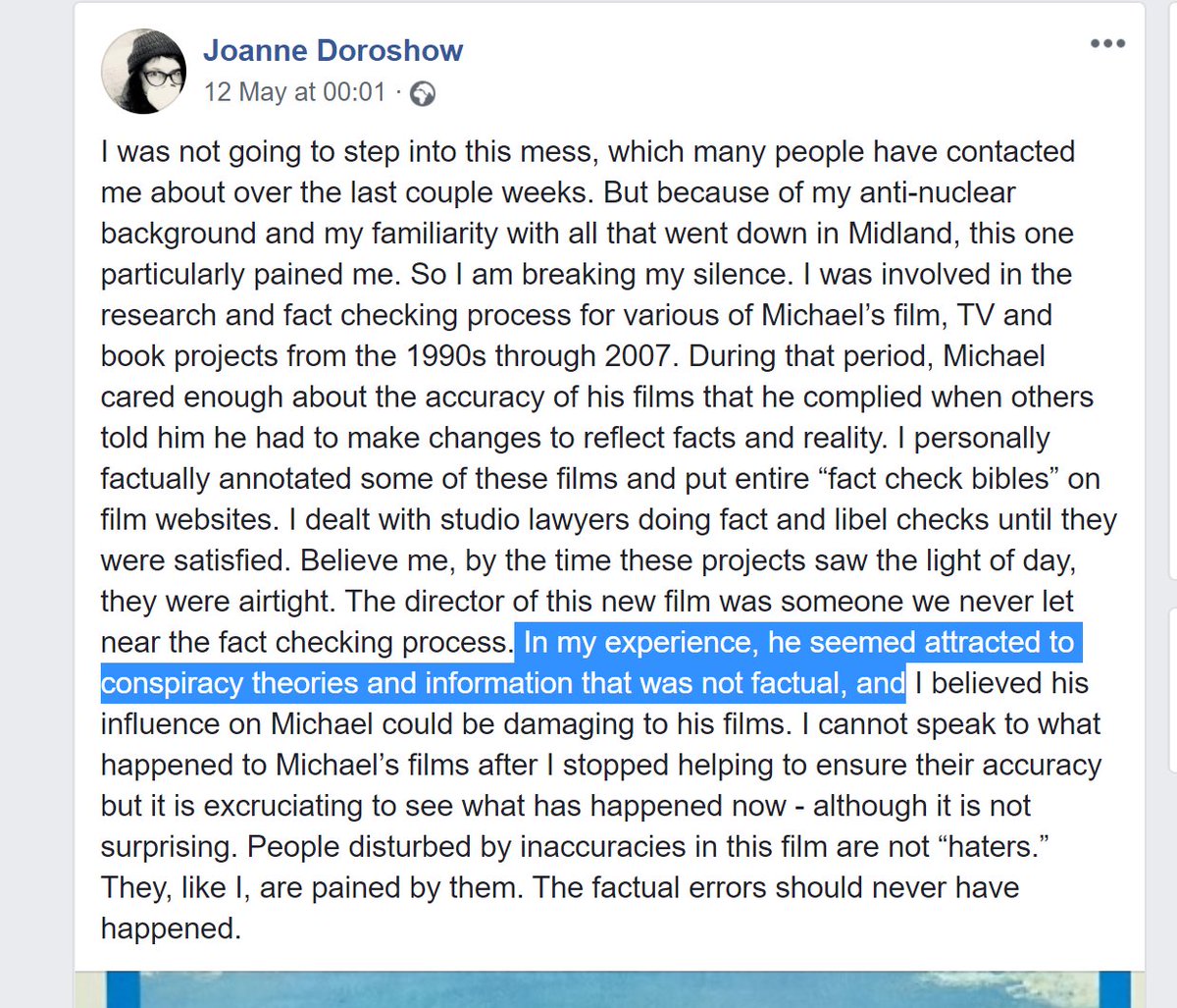 Gibbs - the director - seems pretty deep into the conspiracy crowd. Here's a Facebook post from Michael Moore's former fact-checker, who denounced the film and distanced herself from the pair:  https://www.facebook.com/joanne.doroshow/posts/10157346760956344