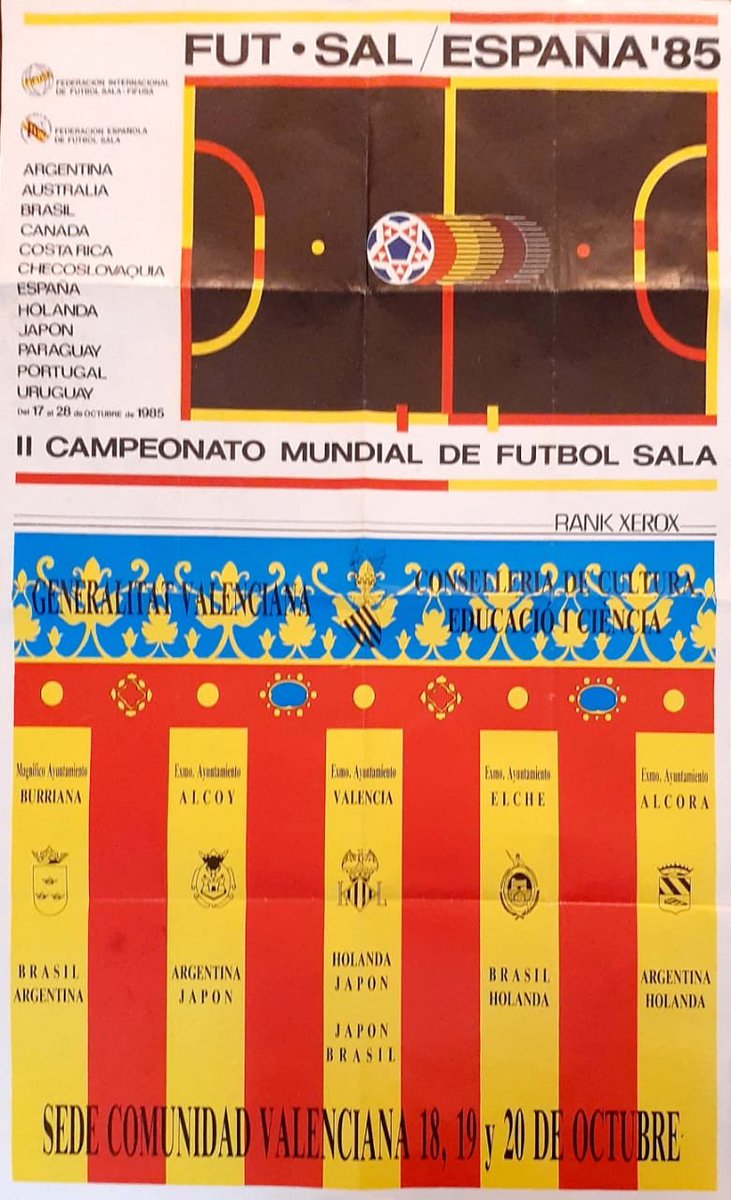 aefs_futsalon's tweet photo. Así se anunciaba el segundo Mundial de #Futsal de la historia. Que se organizaba en España en 1985.
Mundial organizado por feferaciones exclusivas de Fútbol Sala, sin dependencia del Fútbol .
#FutsalSport https://t.co/ANdLyxxRg0