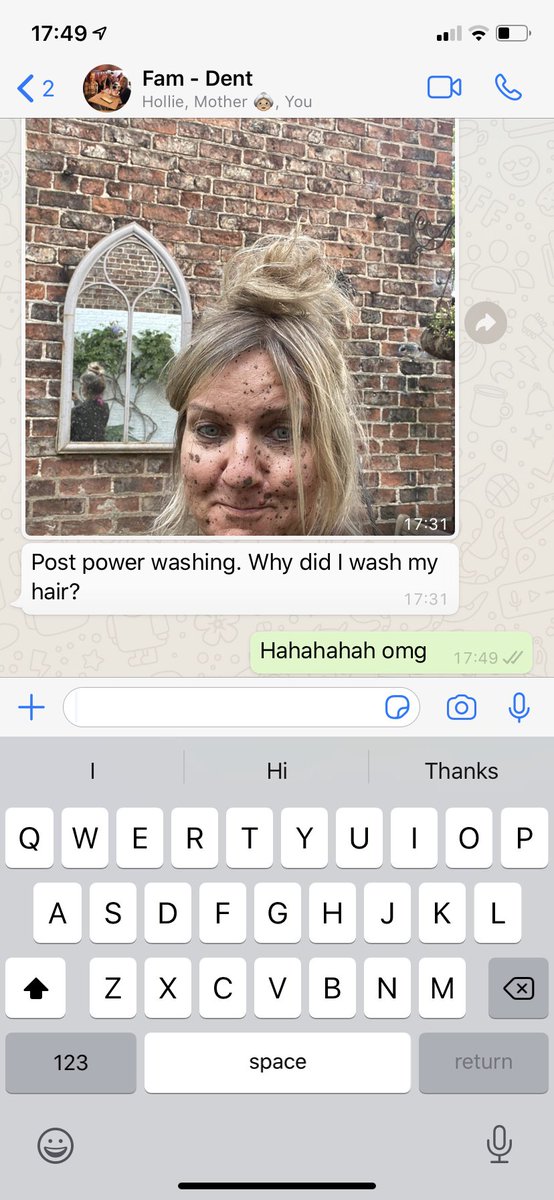 Mum after power hosing the yard 😂