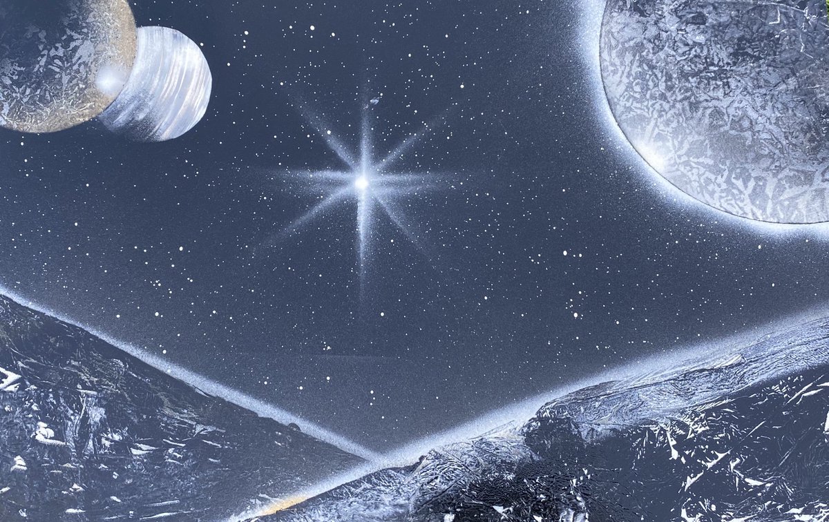 Black and white painting by me :-) #myart #myartwork #MyArtworks #painting #artist #ArtistOnTwitter #Crypto #scifi #spaceart #space #ArtOfTheDay #bandarez