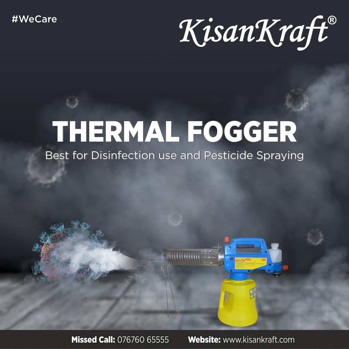 Kisankraft1's tweet photo. KisanKraft Thermal Fogger being used in disinfected places against fight with COVID-19 and a convenient pest control solution.

#Thermal_Fogger #Fogging_Machine #COVID_19 #Disinfection #KisanKraft #AgricultureMachinery https://t.co/rCjYwVzk34