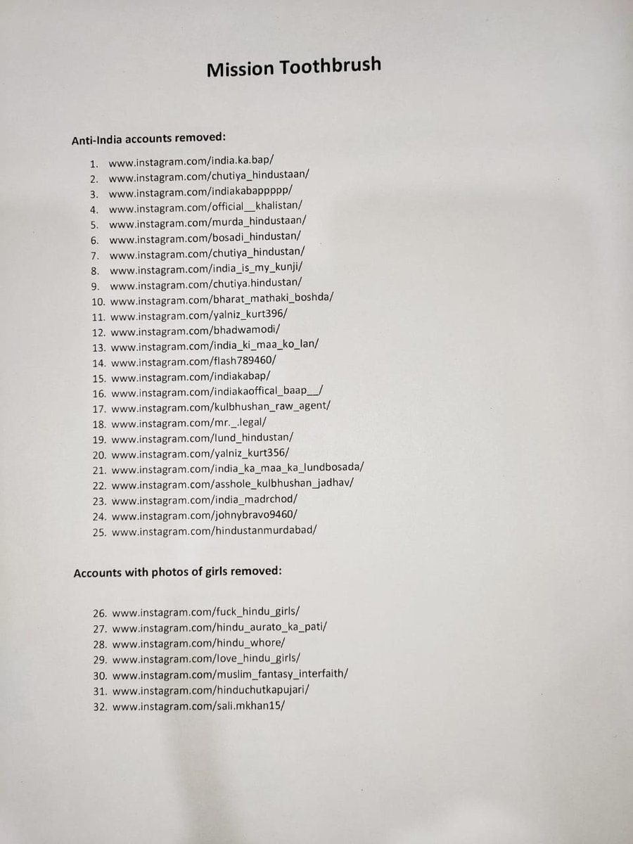 2. People contributed a lot by sending me details of such accounts on Instagram.117 accounts removed under this mission:Anti-India accounts: 25Accounts with photos of girls: 7Anti-Islamic accounts: 4Anti-Hindu accounts: 81To know more, follow me:  http://www.Instagram.com/AskAnshul 