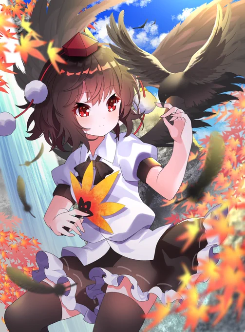 鴉と戯れる文ちゃん 