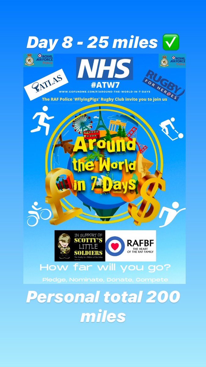 Tapping out at 200 miles for the week 🥵

If you have a few 💰 to spare then please donate here 👇
gofundme.com/f/around-the-w…

<a href="/RAFPoliceRugby/">RAF Police Rugby</a> <a href="/RAFRU_Women/">RAF Rugby Union Women</a> <a href="/RAFRugbyUnion/">RAF Rugby Union</a> <a href="/SaracensWomen/">Saracens Women</a>