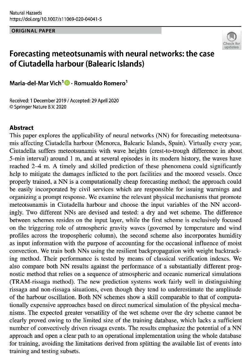 marvich_'s tweet photo. Read my latest #research on forecasting #meteotsunamis with #NeuralNetworks, published with @SpringerNature in Natural Hazards. https://t.co/hdxqxPOXuZ https://t.co/RcH0o2XsBj