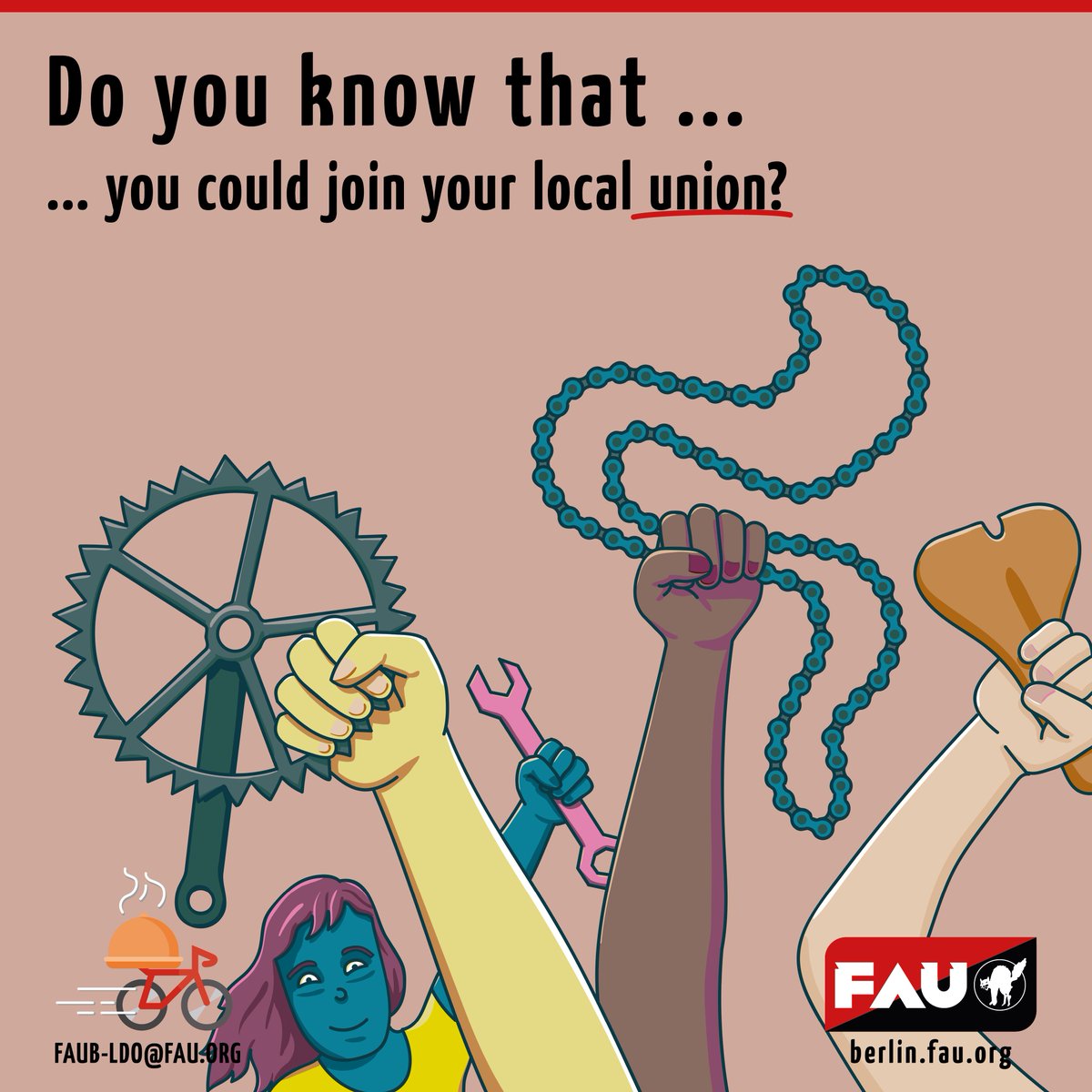 FAU_Berlin's tweet photo. You don`t have to get lost in precarious working conditions. Find each other and organize! ✊ #deliveryunion https://t.co/IMol2dijKm