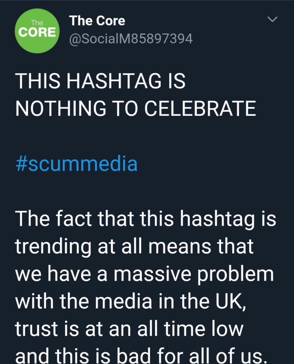 Yesterday's  #ScumMedia campaign was bent on destroying faith in any media who are challenging a corrupt & failing Government. This has been going on for years through accounts like this, but particularly shrill right now.They are desperate to stop people from hearing the truth