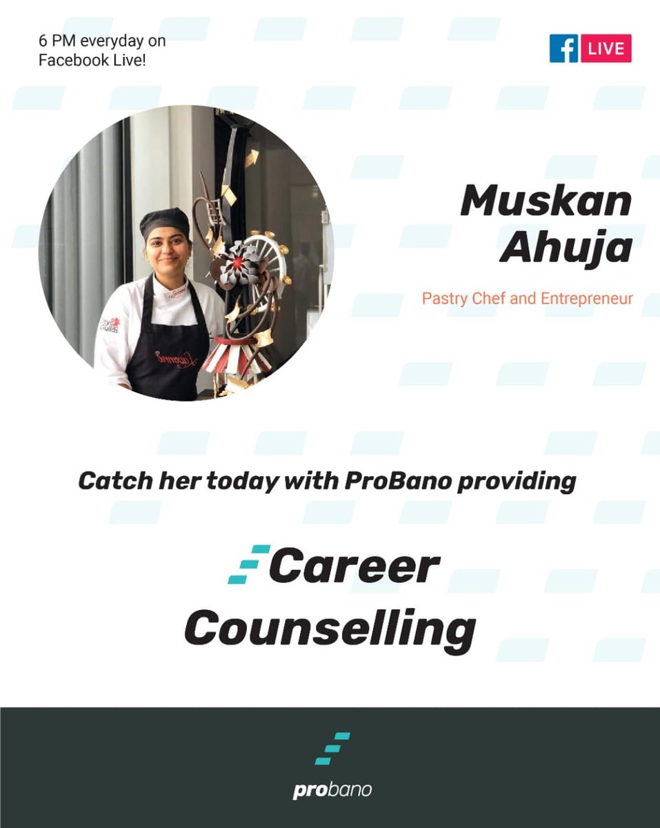 probanoedu's tweet photo. Meet Muskan Ahuja, a #pastry #chef &amp; an #entrepreneur.    She has been running her #ownventure Risata for four years now and is now working on taking it to the next level.

Meet her in today's webinar at 6 pm on https://t.co/yDZamTYXUw https://t.co/2EYViHmF67