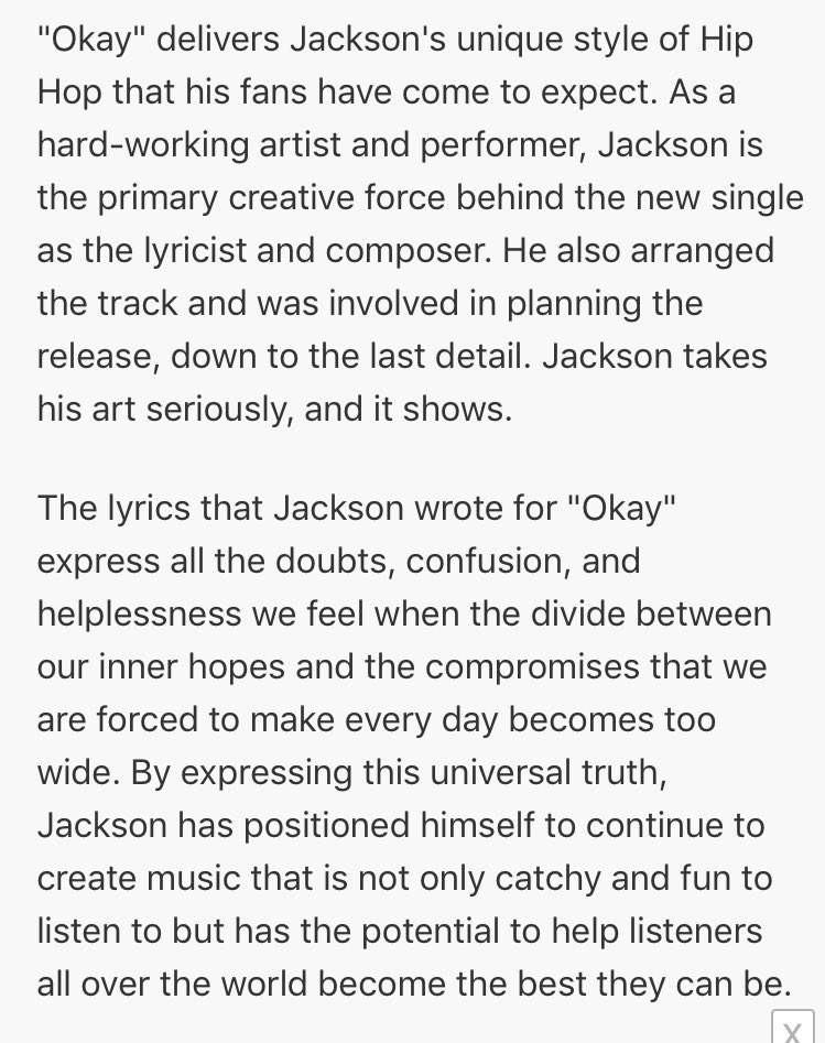 • “Okay” is the truest expression of Jackson’s belief that no matter how frustrating And challenging it will be i have to stand up and fight for my goal •  https://www.broadwayworld.com/bwwmusic/article/Jackson-Wang-Releases-New-Single-Okay-1130-20171128