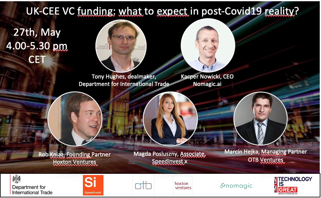 PosMagda's tweet photo. Looking forward to the fireside chat organised by @tradegovuk on UK-CEE funding with @RobK @HoxtonVentures , Kacper Nowicki @nomagicAI and Marcin Hejka #OTBventures Sign up here: https://t.co/GCuVetfHbx https://t.co/usUy8BcI1t