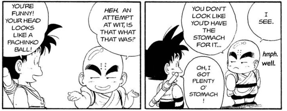 Oh I love this pun.Kuririn says that Goku doesn’t look like he does martial arts, to which Goku replies that he likes grapes.Both the word for martial arts and grapes share a similar pronunciation (budou) in Japanese.