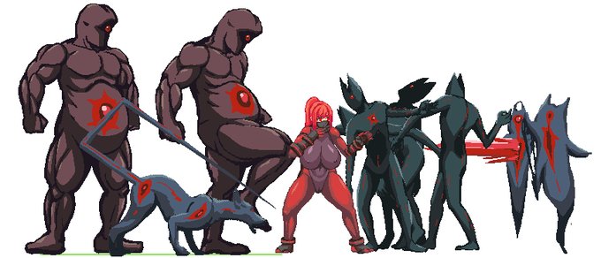 闇のモンスター通称ヤミモン。速い奴、強い奴、なんか飛ばす奴、普通な奴。一旦こいつらでテストしてます。 