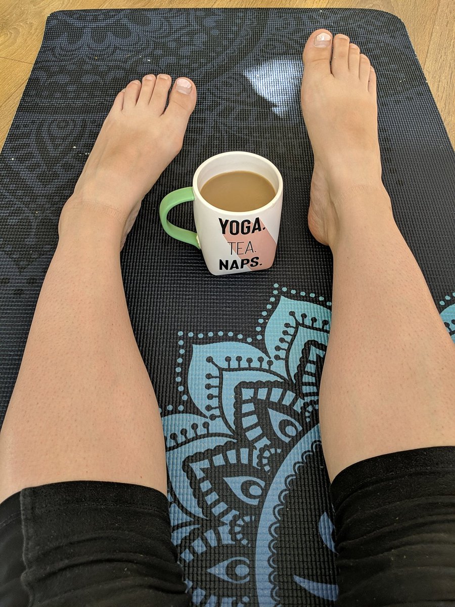OrangeBloomyoga's tweet photo. Tan lines on my feet, coffee in my cup, butt on a yoga mat! What a start to the day! What ya up to? #yogamorning #mornings #hazelgrove #yogateacher https://t.co/lr1KjbD7iJ