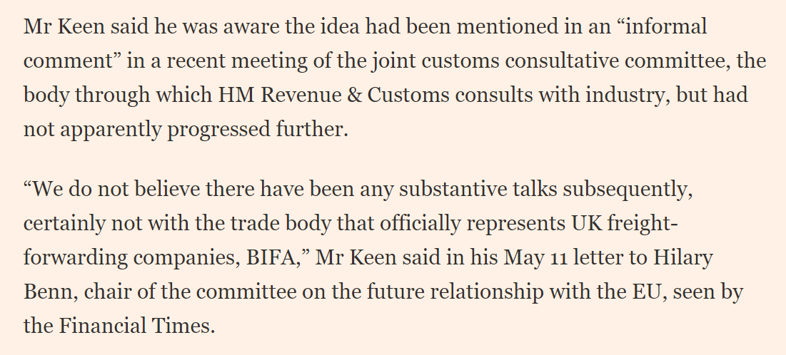 . @michaelgove also said that he was in discussions with industry to build a new customs academy - apparently earmarked for Kent - but Mr Keen told Mr Benn as far as he knows it was just an "informal comment" /6
