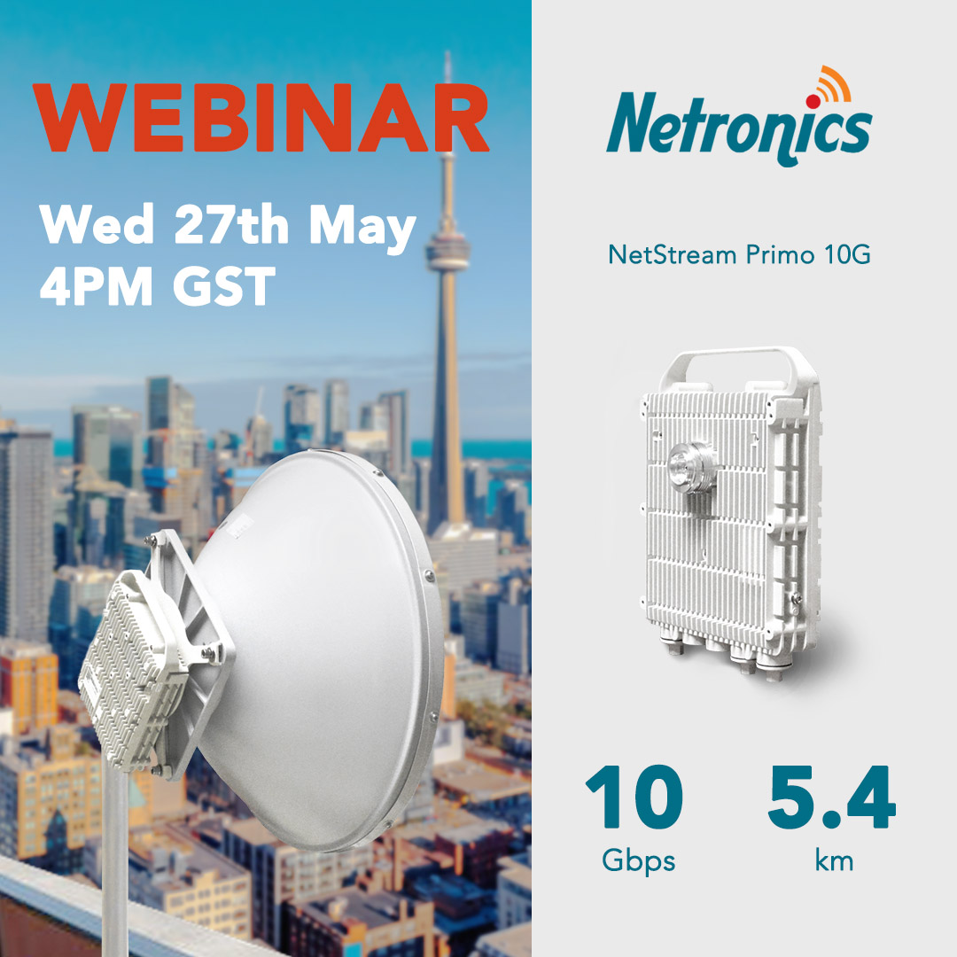 Netronics_Comm's tweet image. Join our webinar - NetStream Primo 10G by Netronics

Register for Webinar on Wed May 27 at 4:00 PM GST (Dubai time)
zcu.io/aFSs…

Longest range for a 10 Gbps E-Bank link, with a maximum distance of 5.4 km.
