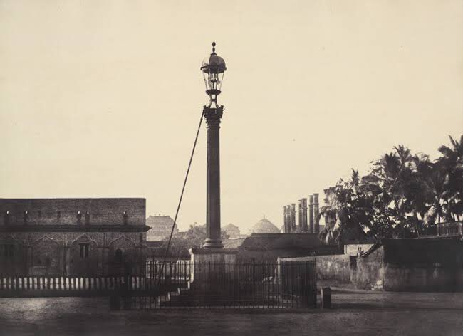 Madurai collector black burn, who was in charge took actions in destroying the heavy walls of madurai with help of madurai people. To commemorate his work, a light pillar was installed with his name at bottom inlaid stone (today the stone is missing)