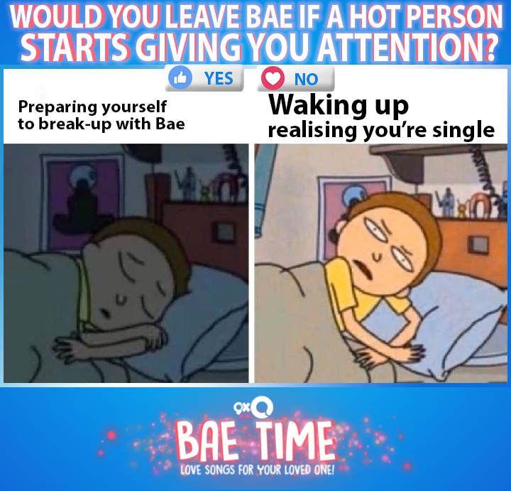 9XOIndia's tweet photo. Would you leave BAE if a hot person starts giving you attention?
#9XOBaeTime https://t.co/vYups2HrV8