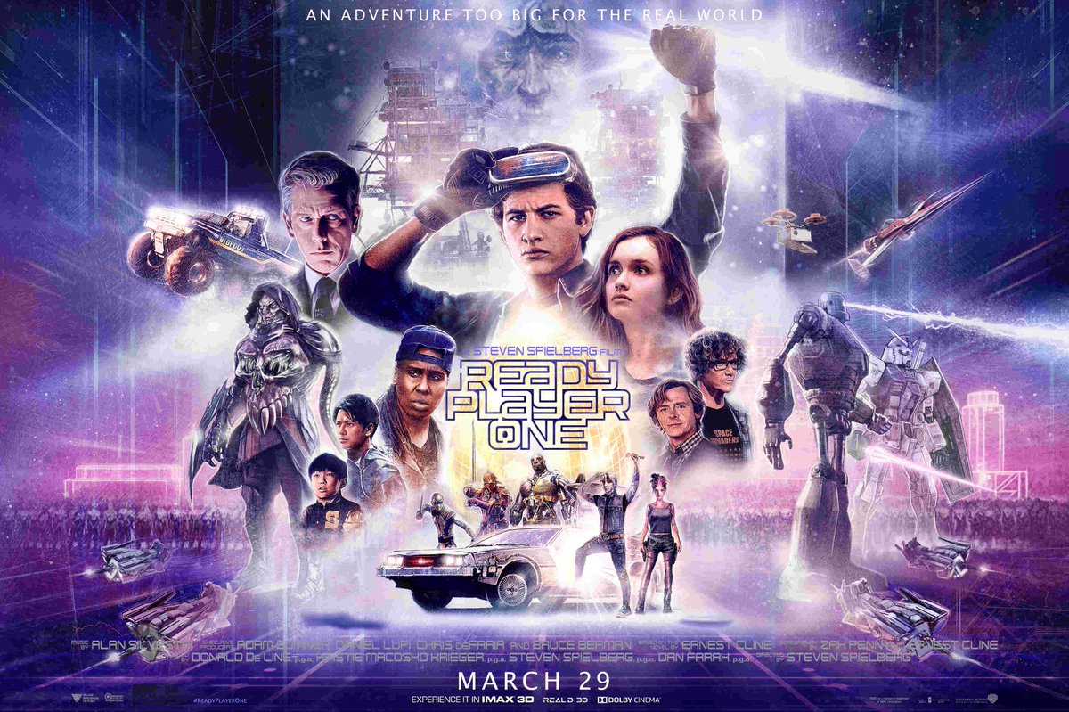  #ReadyPlayerOne Faut pas aller voir ce film pour un scénario (qui est très bateau), il faut aller le voir pour la beauté de l'image et des effets spéciaux.Beaucoup de références un peu partout et tout au long du film.1/2