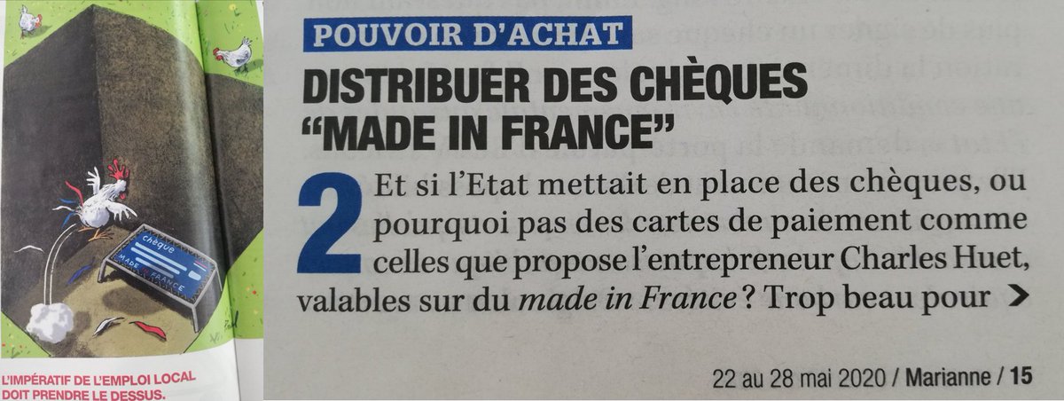 💡Afin d'éviter que les mesures de relance ne s'évadent en achats de produits importés <a href="/MarianneleMag/">Marianne</a> propose de flécher vers nos producteurs locaux les coups de pouce budgétaires grâce à #LaCarteFrançaise la carte-cadeau du #MadeinFrance 👌

🇫🇷💳🎁♻️🏭🇫🇷
marianne.net/economie/pour-…