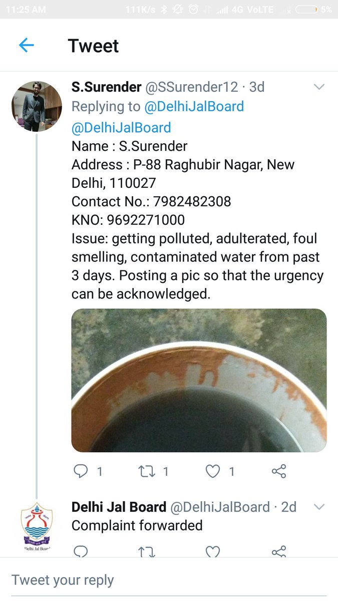 SSurender12's tweet photo. @DJBChairman  please take immediate action and resolve this dire problem of water crisis. Please find attached the screenshot of complaints made. https://t.co/N2SYHDoW7O