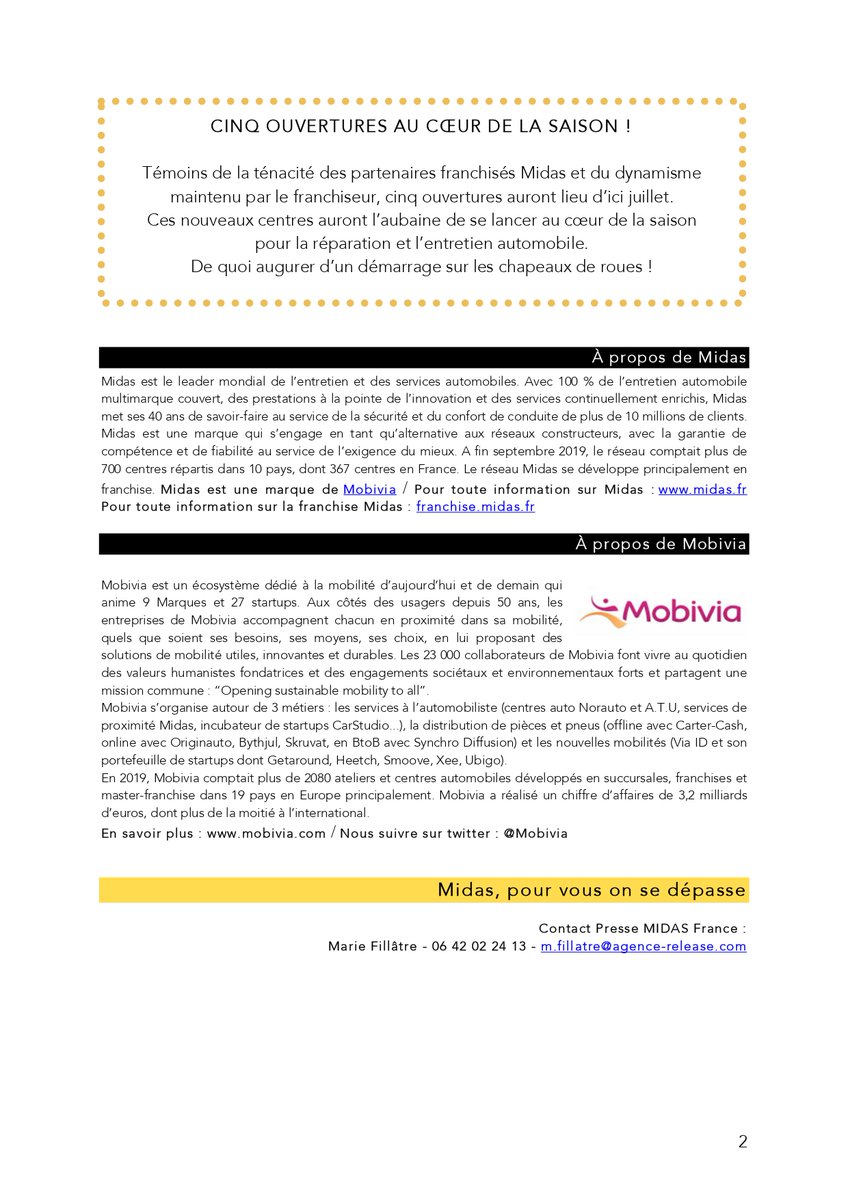 Recrutement Franchise Midas tweet media