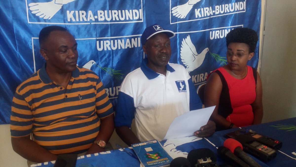 KIRABURUNDI2020's tweet photo. #BurundiElections2020 :La coalition @KIRABURUNDI2020 demande la libération des tous les prisonniers politiques et d'opinion et assurer le retour de tous les réfugiés. https://t.co/RUTwjWidNv