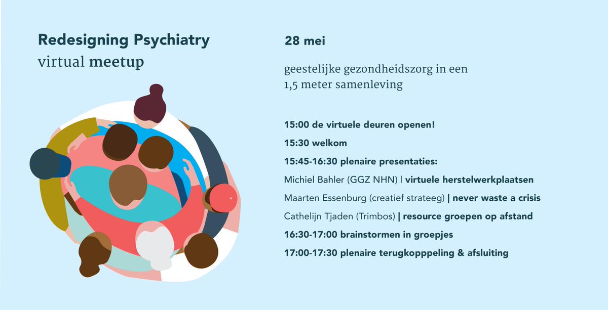 Aanstaande donderdag organiseren we een meet-up over zorg in de 1,5 meter samenleving. Wat moeten was vasthouden of juist zo snel mogelijk weer loslaten? En voor welke ontwerpuitdagingen staan we nu?