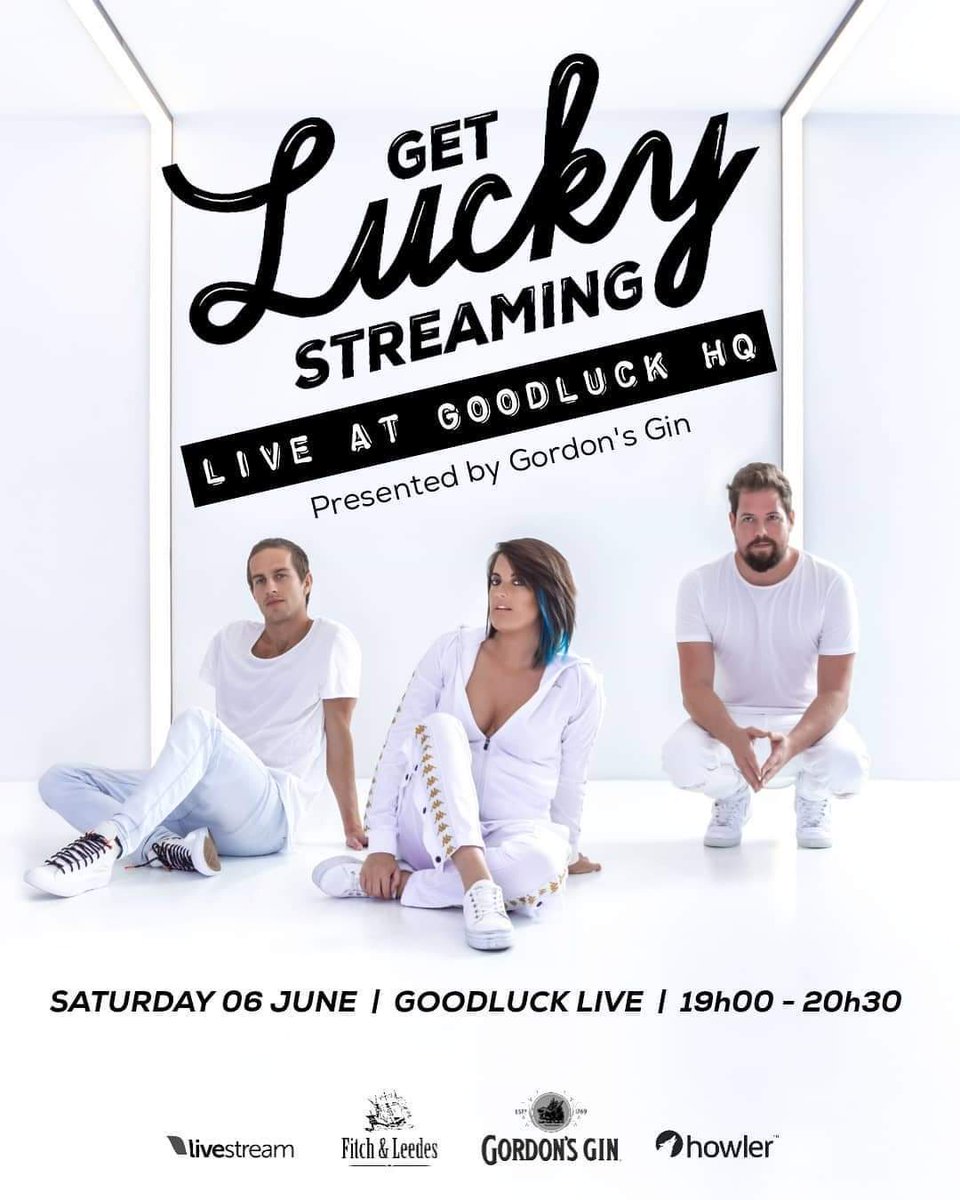 Goodlucklive's tweet photo. BIG NEWS! 💛 We've just launched our #GetLuckyStreaming series - we'll be hosting LIVE from GoodLuck HQ 6 June, kicking off with a full band concert in collab with @GordonsGinSA, @FitchLeedes &amp; @HowlerApp. Tix 🔗: https://t.co/4ZA1fM1l0s See you there! 🎶🎵🎟️ https://t.co/7tMIoxig1w