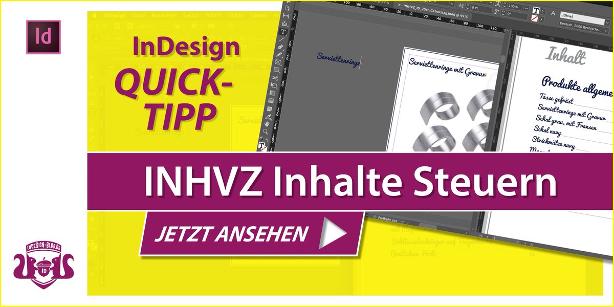 InDesignBlog's tweet photo. NEUES #VIDEO // #Inhaltsverzeichnis Inhalte Steuern – #InDesign QUICK >> https://t.co/xqNys3rhQp https://t.co/JdtzXwyUEK