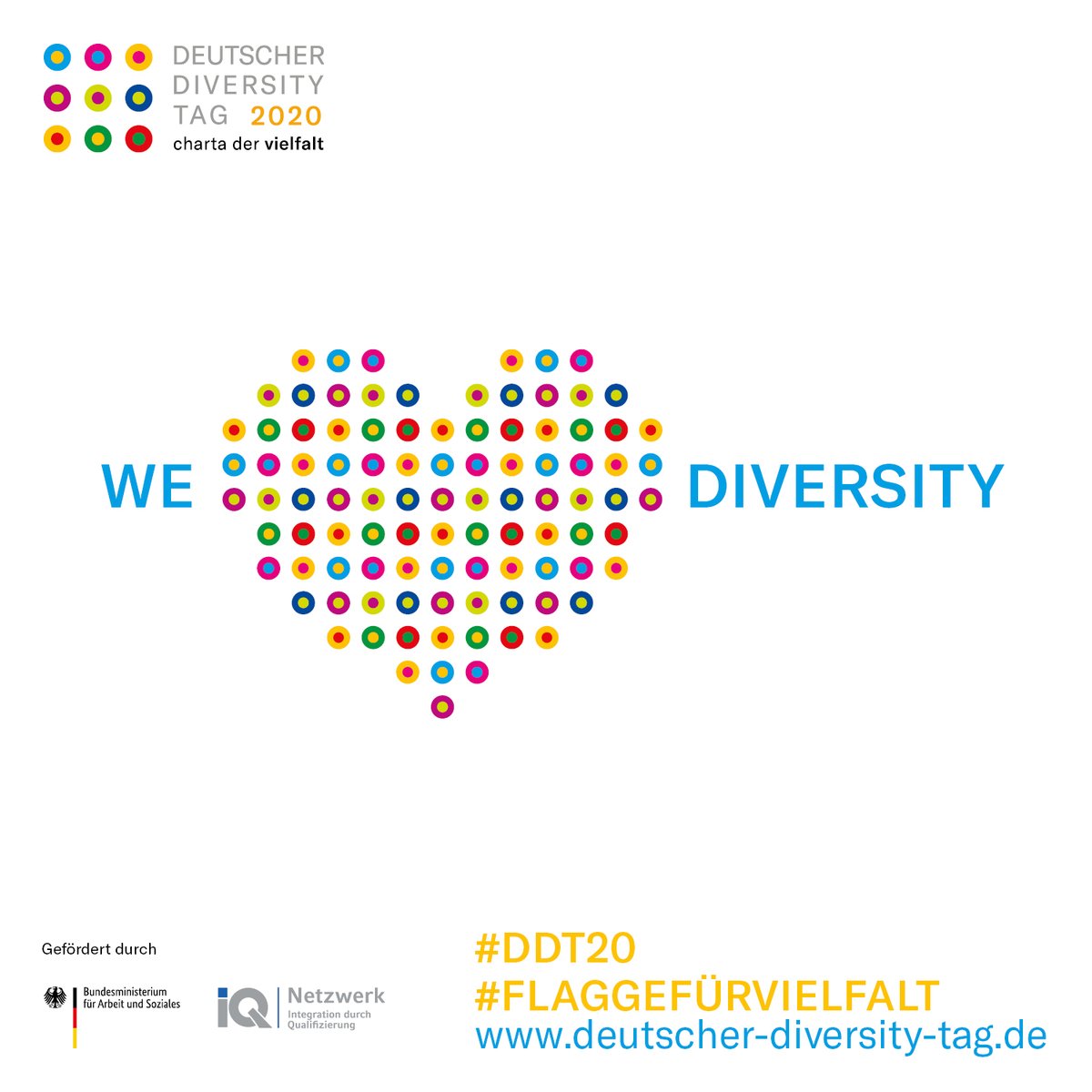 Heute feiern wir den Diversity Tag der @ChartaVielfalt! Seid um 17 Uhr live auf Zoom oder auf Facebook bei unserem Digital Talk mit @annika_redwitz dabei. 
#DDT20 #FlaggefuerVielfalt #Vielfaltverbindet