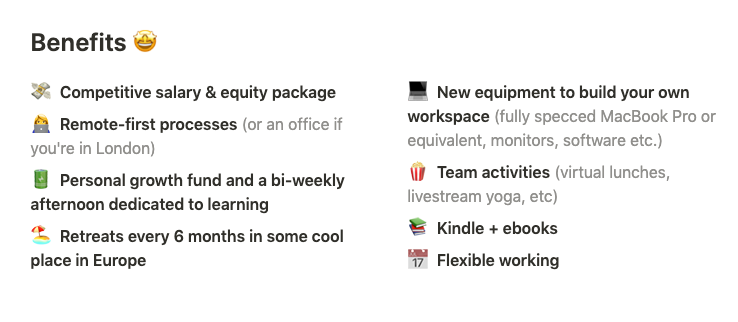 DefaultRemote's tweet image. IT industry is on another level - kindle + books, workspace equipment, personal growth funds etc. - this is amazing how it become kind of a standard these days.  Love it. 

By the way - job offer made in @NotionHQ looks super clean &amp;amp; nifty. Great job @GraphyHQ 

#remotework