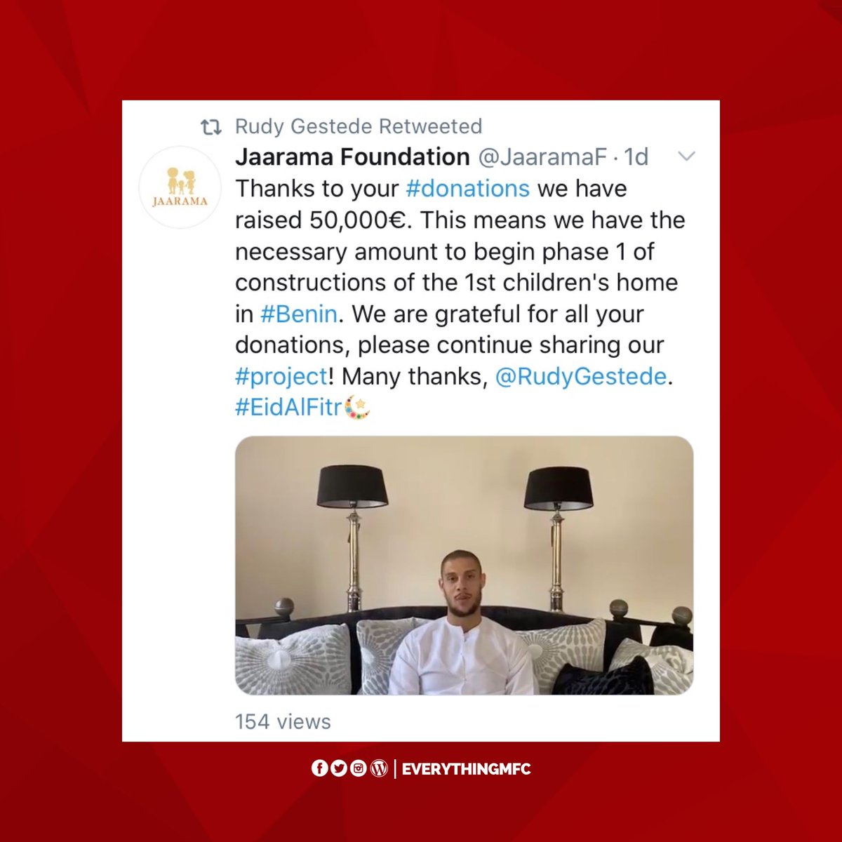 EverythingMFC (@everythingmfc) on Twitter photo Big shoutout to #Boro striker Rudy Gestede for his excellent and selfless community work during this lockdown. Top man, <a href="/RudyGestede/">Rudy Gestede</a>!
📸: @K4MY_ & <a href="/JaaramaF/">Jaarama Foundation</a> Big shoutout to #Boro striker Rudy Gestede for his excellent and selfless community work during this lockdown. Top man, <a href="/RudyGestede/">Rudy Gestede</a>!
📸: @K4MY_ & <a href="/JaaramaF/">Jaarama Foundation</a>