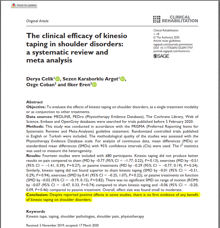 PhysioMeScience's tweet photo. The clinical efficacy of kinesio taping in shoulder disorders: a systematic review and meta analysis 

👀👀👇👇

https://t.co/klwwpfAGkf https://t.co/uTeBCa9lpQ
