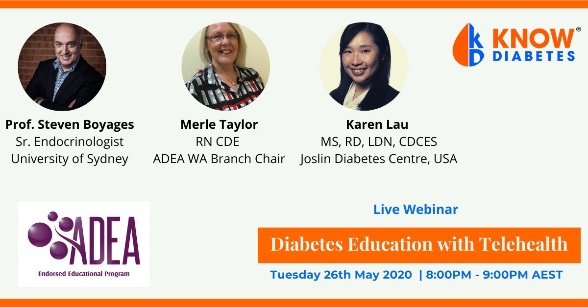 In 45 min, at 8PM AEST,  starts the live webinar on Diabetes Education &amp; Telehealth
If you are an HCP involved in diabetes management, you can still register using this link
attendee.gotowebinar.com/register/49452…
