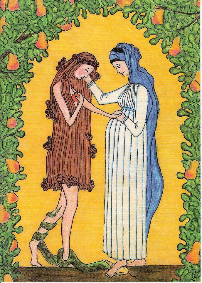 Sisterhood of the Serpent-Crushers-or- The Shadow of the Seed of the WomanA thread on women who crushed the heads of evil men and the great host of women in Psalm 68.Image: "Virgin Mary consoles Eve" by Sr. Grace Remington OCSO, Sisters of the Mississippi Abbey