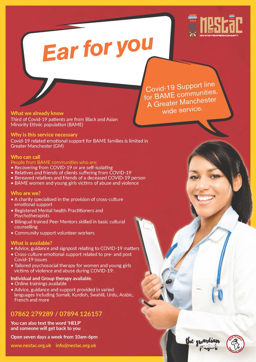 NHSStockportCCG's tweet photo. #EarForYou A #Covid-19 support line for BAME. Text or ring 07862 279289 or 07894 126157 @NestacUK Visit: https://t.co/1BW4j9JOvE https://t.co/wMd53iZhbB