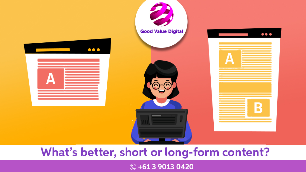 Goodvaluedigitl's tweet photo. Short-form #content is most likely suitable for #socialmedia networks where the audience is flying fast and the network is a trendsetter. Long-form content does perform better on the #searchresults and gives your #blog more expertise value.

Contact us: 03 9013 0420 https://t.co/FYIurJDoiE