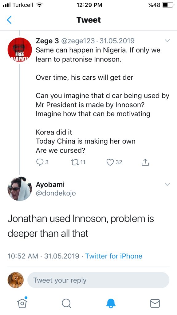 SEEMS telling lies comes naturally to  @dondekojo?Someone please ask Idris to show us How, Where and When  @GEJonathan used Innoson Cars as president?Why has these young Nigerians sworn to never identify with Truth?Is it hereditary?