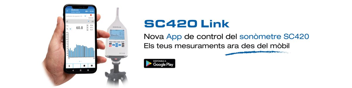 cesva's tweet photo. #CESVA continua ampliant les prestacions del seu #sonòmetre #SC420. #SC420Link, la nova App de control del #sonòmetre. L'aplicació ja està disponible per a la seva descàrrega gratuïta a Google Play i és compatible amb qualsevol #SC420 sense necessitat d'actualitzar hardware. https://t.co/b6siI5w30b