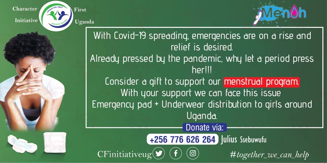 Periods don't stop for the pandemic, let's do whatever we can to help the girl child go through her red days. Donations are welcome from everyone
