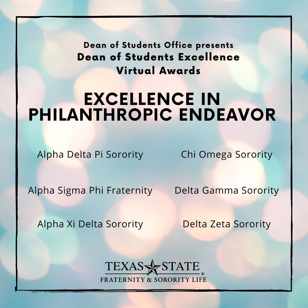 Excellence in Philanthropic Endeavor is based upon the average of the 2019 fall semester &amp; 2020 spring semester for the donations given to charities from the chapter. Congratulations to the recipients! 🏆