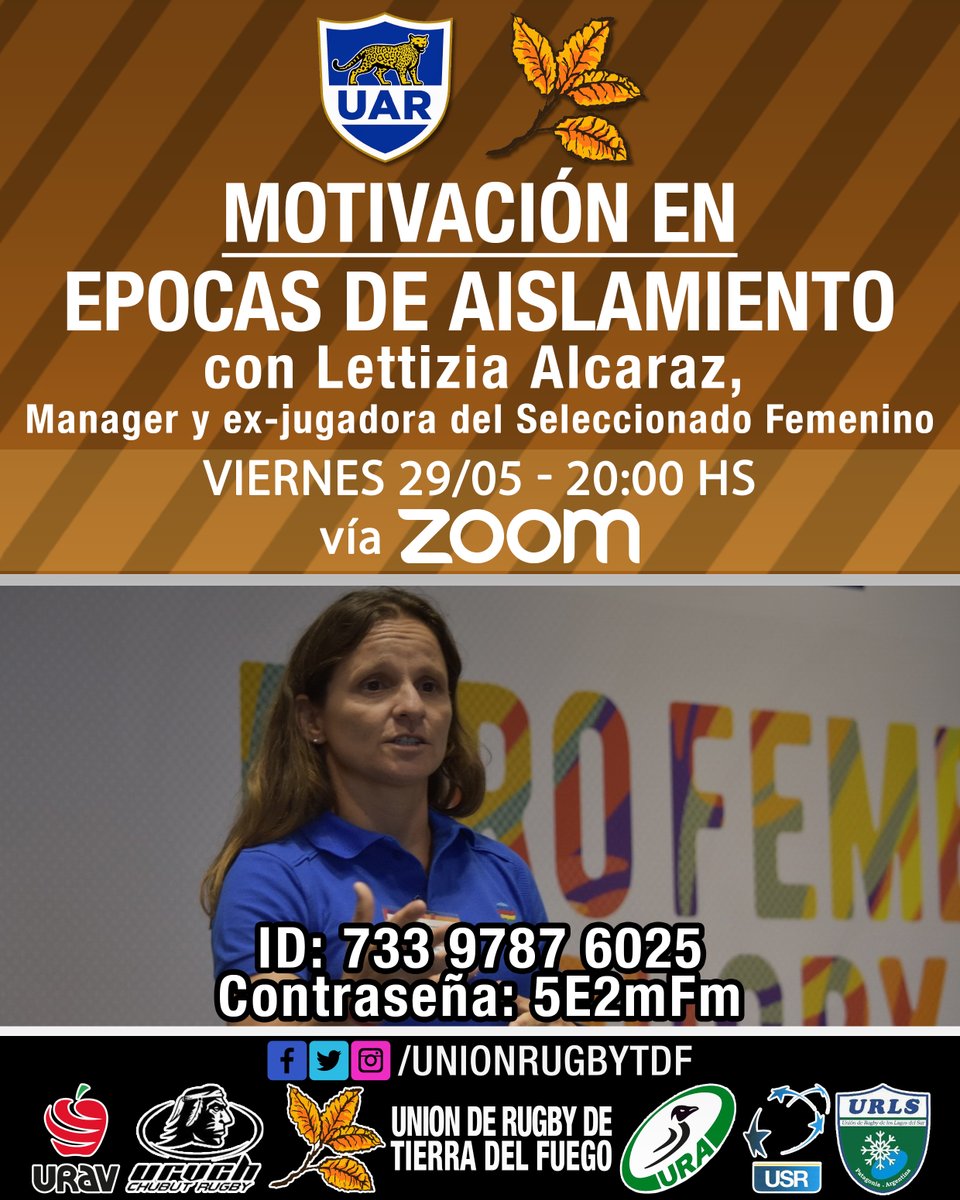 #Charlas No te pierdas éste viernes, una nueva propuesta.
Estaremos, desde las 20hs, charlando vía Zoom con Lettizia Alcaraz, ex-jugadora y Manager del Seleccionado Femenino, sobre "Motivación en Épocas de Aislamiento".
Los esperamos para compartir ésta interesante oportunidad!