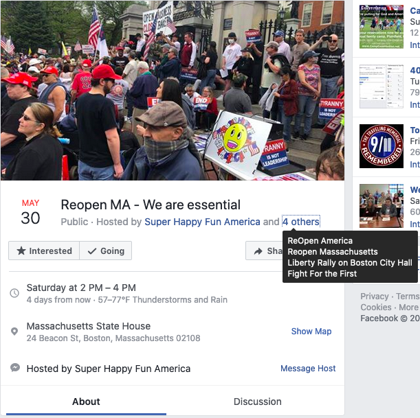 9/ The Reopen MA protests are being co-organized by Super Happy Fun America, the same anti-gay far-right group that organized the Straight Pride Parade in August 2019.And Super Happy Fun America has always welcomed Nazis into their ranks.