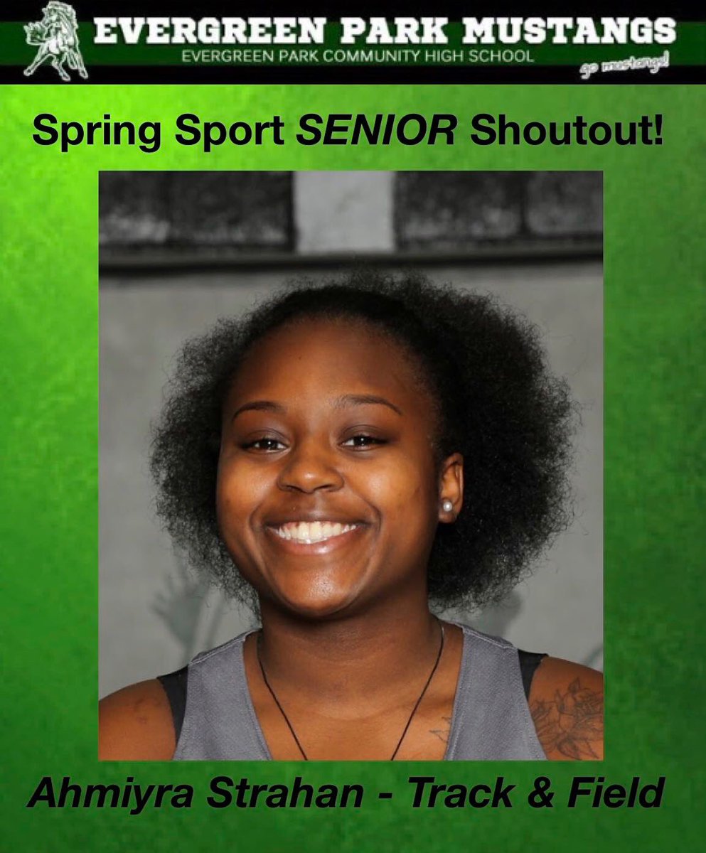EPCHSAthletics's tweet photo. Here’s a #SpringSeniorAthletes shoutout for our very own Ahmiyra Strahan Track &amp; Field. We wish Ahmiyra all the best as she starts a new chapter! #MustangPride #Classof2020 @EPCHSGirlsTrack @EPCHS231 https://t.co/232tE567fV